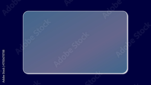 Realistic transparent crystal glass plate with light reflection. Rectangular shiny clear futuristic liquid glass panel with glare for app and web uses isolated on dark blue Bg. Vector illustration.