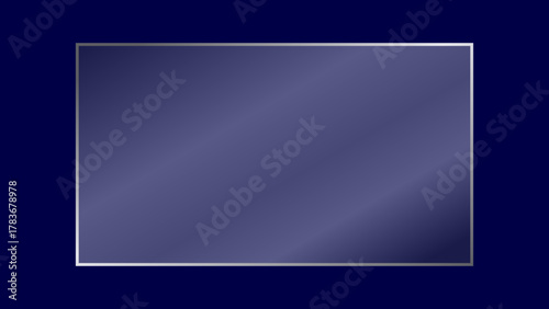 Realistic transparent crystal glass plate with light reflection. Rectangular shiny clear futuristic liquid glass panel with glare for app and web uses isolated on dark blue Bg. Vector illustration.