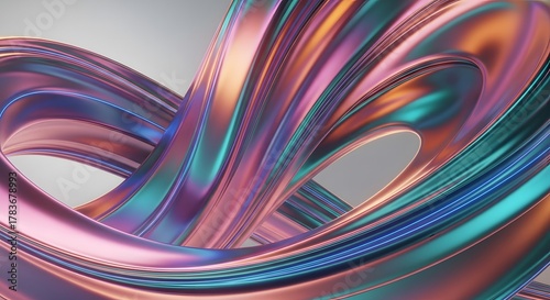 Iridescent holographic fluid wave vibrant abstract design background wallpaper