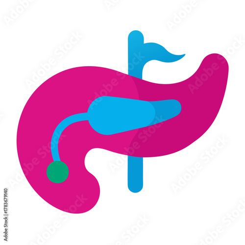 Colorful human liver and gallbladder flat design medical icon