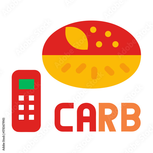 Carbohydrate counting device and food icon for diet management