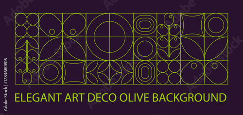 Olive Background and banner. Minimal Organic Line Art Pattern in a Mosaic style