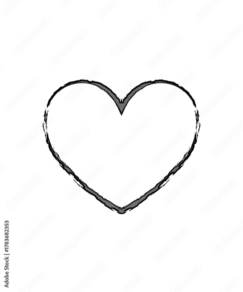 Fototapeta premium Distressed Brush Stroke Outline Heart Symbol