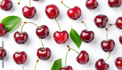Fresh and Juicy Red Cherries on White Background for Culinary Use