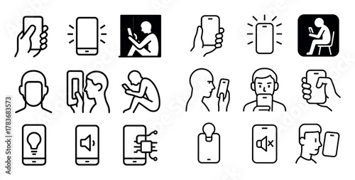 Smartphone Addiction Icons