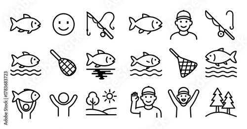 Minimalist Fishing Icons
