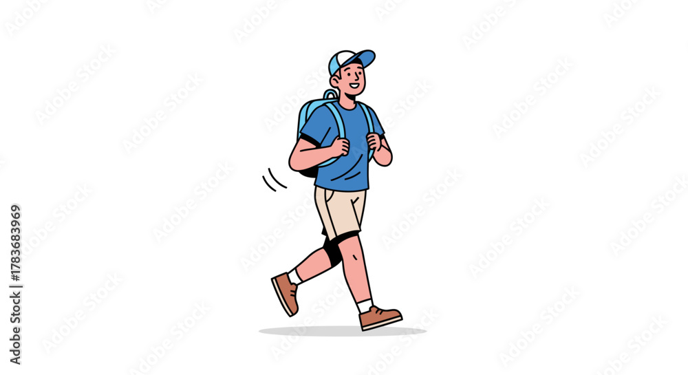 Fototapeta premium Animated character walking forward on a journey of exploration and self-discovery, showcasing