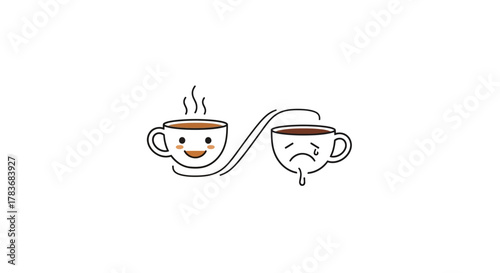 Emotional coffee transformation: Expressing feelings with caffeine, illustrating the transition of