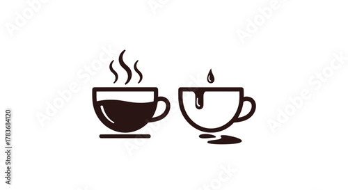 Contrast of hot beverage with steam and dripping liquid, symbolizing different states and choices