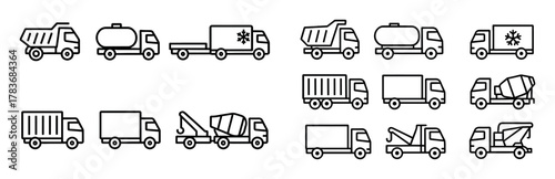 Minimalist Cargo Truck Icons
