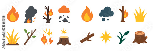 Forest Fire Icon Set