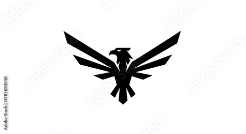 Geometric avian heraldry design embodying boldness and streamlined aesthetic form