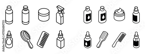 Isometric Hair Care Icons