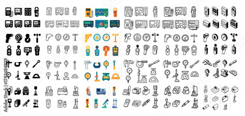 Various measurement and calibration devices icons