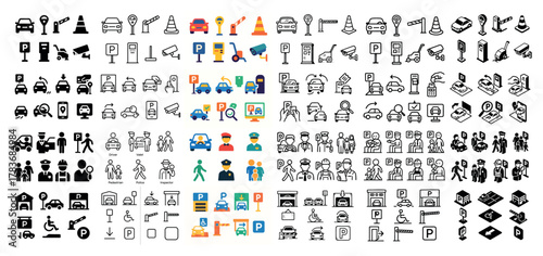 Comprehensive parking and traffic icon set