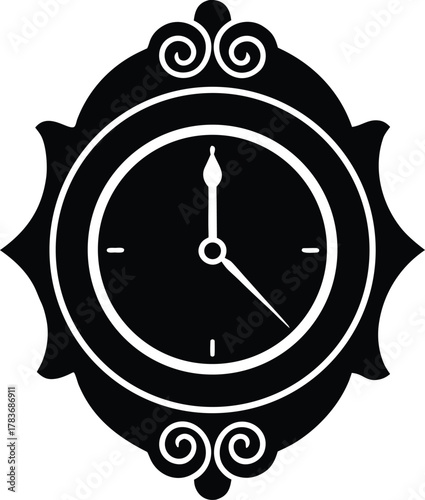 Elegant golden wall clock icon for timekeeping and decoration