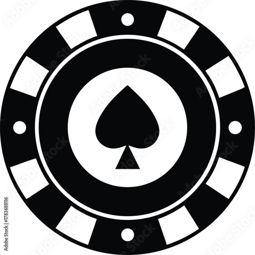 Casino poker chip icon with gambling and entertainment elements