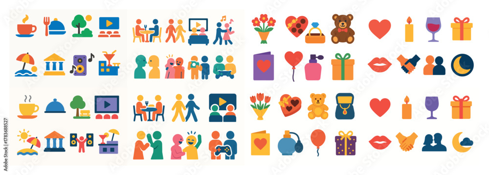 Fototapeta premium Colorful emoji icons representing various activities