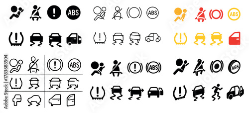 Car dashboard warning symbols collection