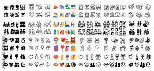 Diverse icon collection for communication and leisure