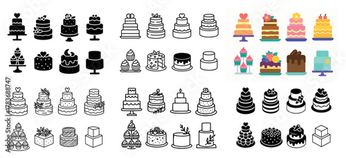 Variety of decorative cake illustrations