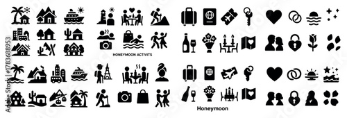 Honeymoon activity icons collection