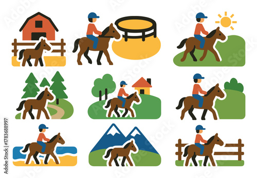 Horseback Places Icons