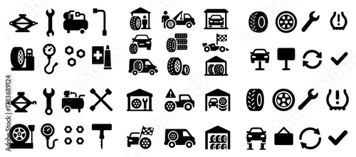Car maintenance and repair icons set