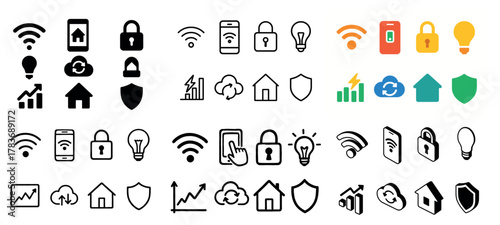 Smart home and security icon set