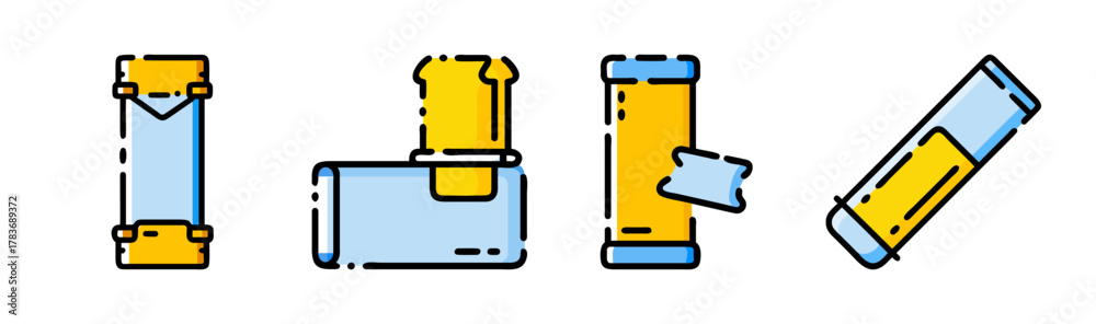 Fototapeta premium Set of four simple vector illustrations of glue sticks