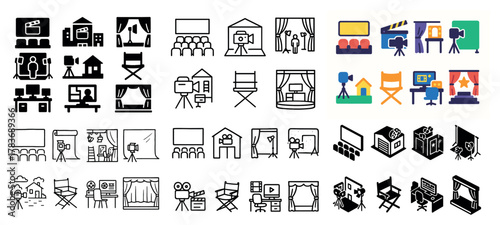 Film production and directing icons collection
