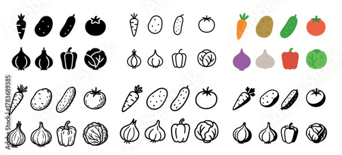 Hand-drawn vegetable icons collection