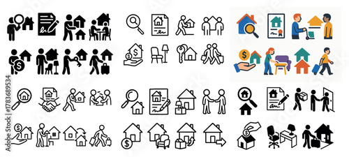 Real estate agent icons and illustrations collection