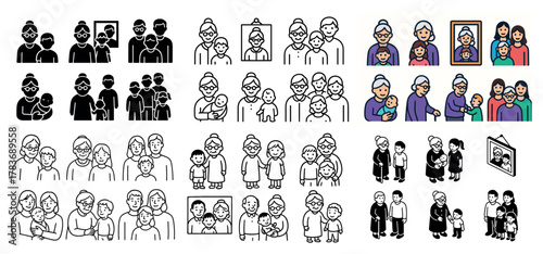 Diverse family portraits in various styles and colors