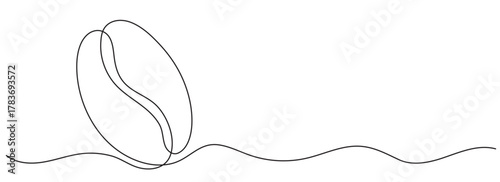 Coffee bean icon. Coffee grain continuous line drawn. Vector illustration isolated on white. Editable line