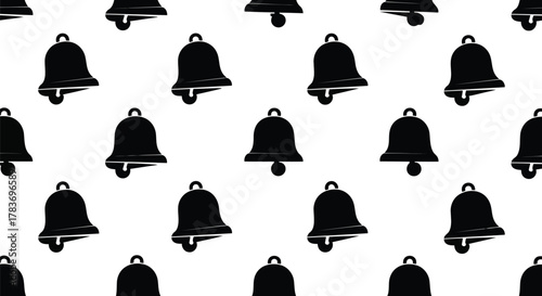 Hand drawn bell pattern vintage christmas ornament festive holiday background seamless vector graphic