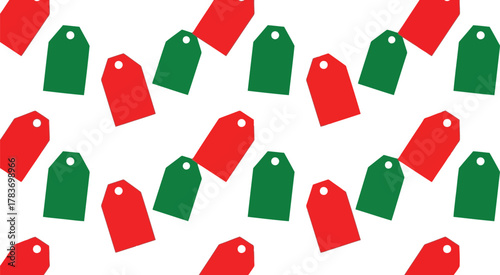 Red green gift tags pattern christmas holiday sale labels festive shopping background