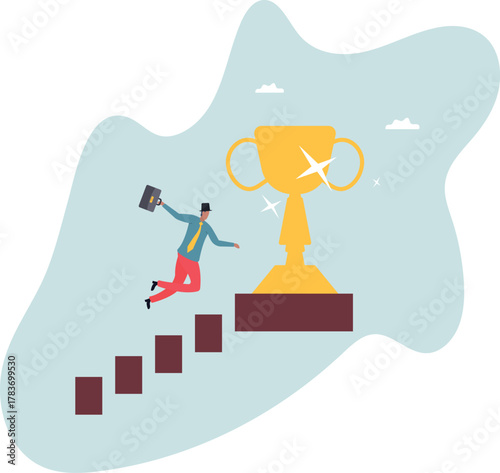 Success in business, career opportunity or business growth to reach target .about a man and his life.