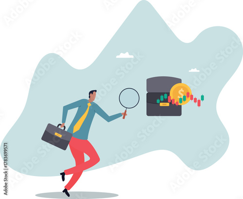 Stock market trader, technical analysis to buy and sell stock to earn profit, investment or wealth management, trend following.about a man and his life.