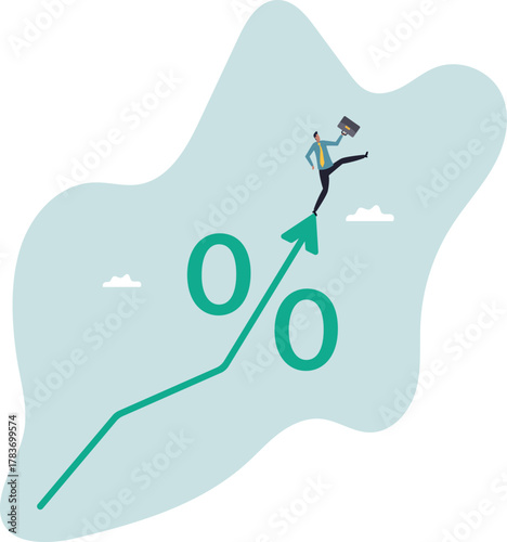 Success investment in interest rate rise or inflation increase, survive and growth in economic situation, sales or stock market investing.about a man and his life.