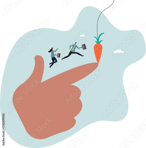 Incentive, reward or bonus to motivate employee on hard working to reach success, company benefit, job promotion or employee program .about a man and his life.