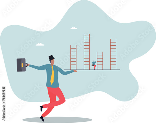 Choosing success ladder, difference career path, opportunity or various choices, challenge to choose best option,about a man and his life.