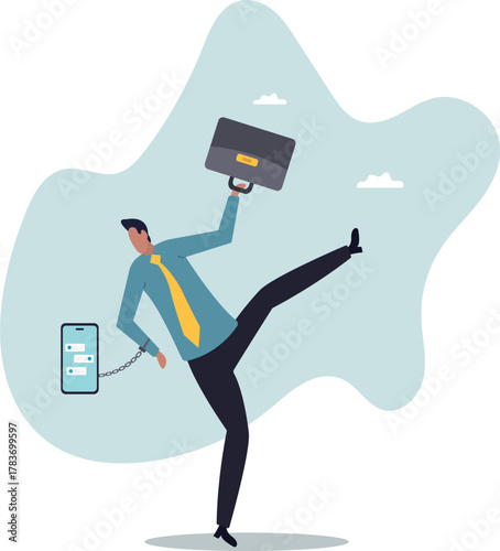 Nomophobia or no mobile phone phobia, smartphone and social media addicted or fear of missing out .about a man and his life.