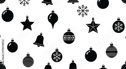 Seamless christmas ornaments pattern festive holiday baubles winter celebration vector graphic