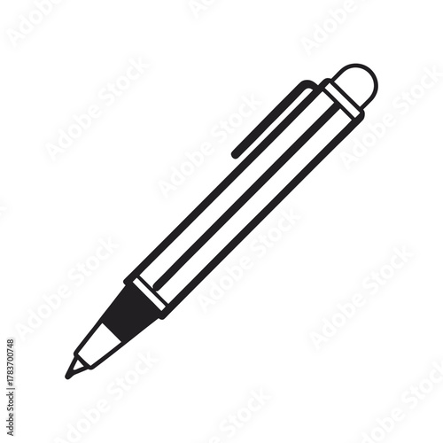Ball pen outline vector icon. Line icon of a writing pen. 