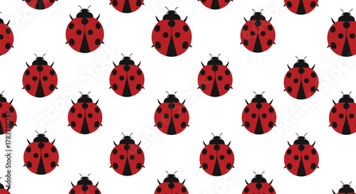 Seamless ladybug pattern cute insect vector art red ladybird background nature illustration