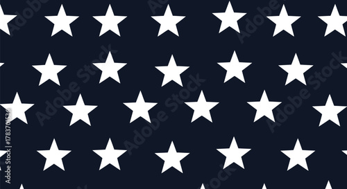White stars pattern on navy blue background americana patriotic seamless vector