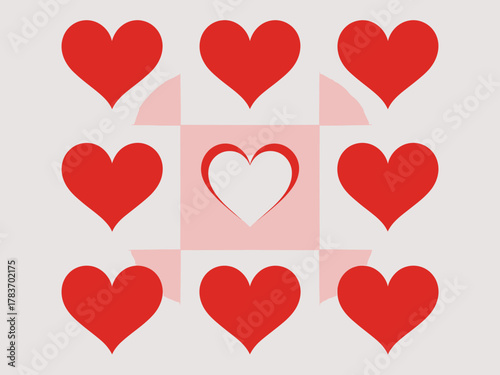 A beautiful arrangement of heart shapes creates a visual representation of love and connection, ideal for Valentine's Day, romance, or expressive themes in design work.
