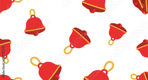 Red christmas bells seamless pattern festive holiday decoration background winter celebration vector