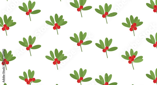 Seamless christmas holly berry pattern festive winter holiday background botanical vector art